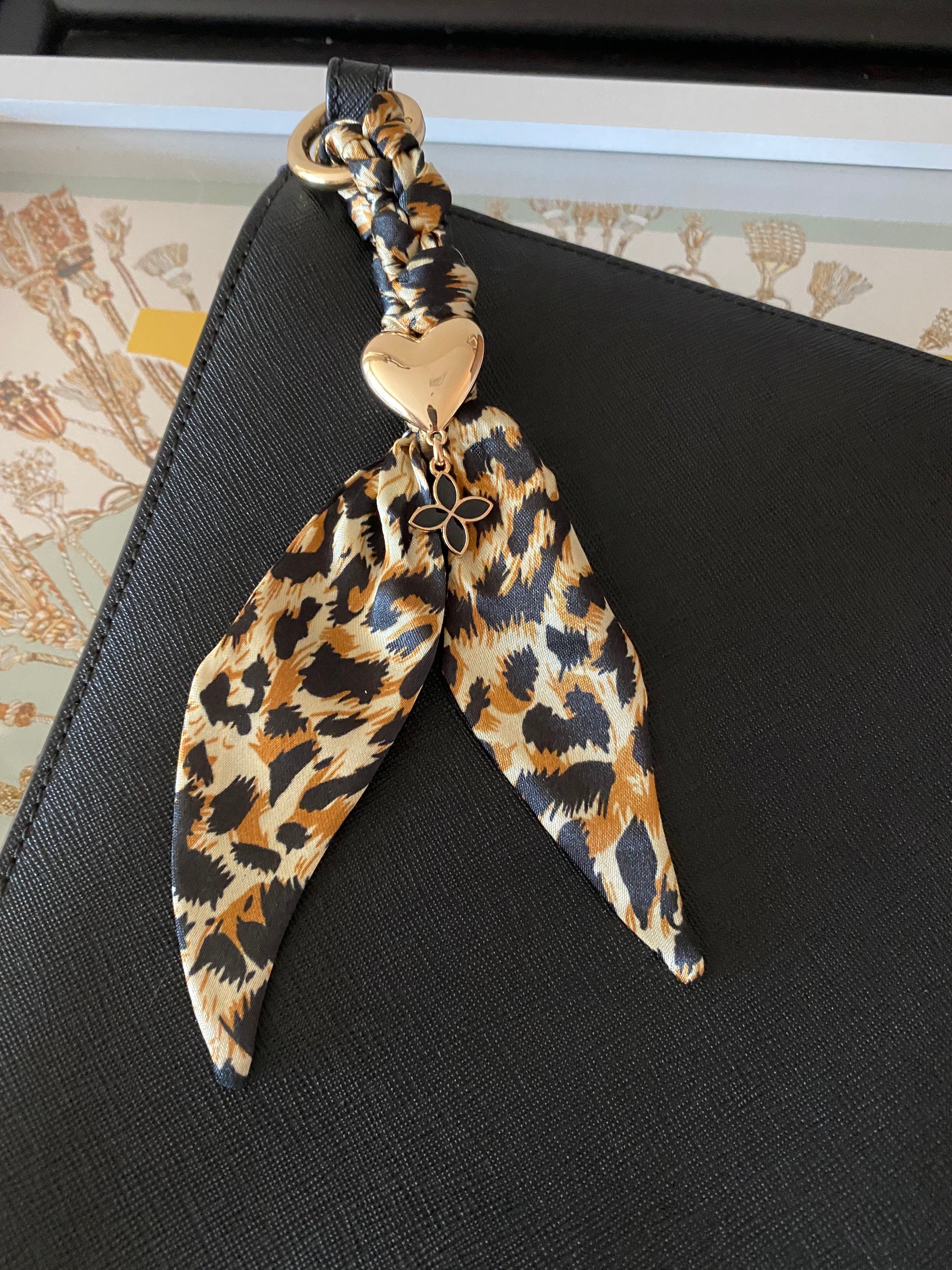 Leopard Print Silk Bandeau Bow Charm 