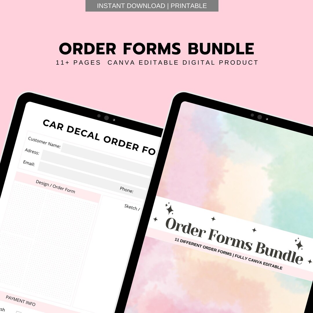 Order Form Bundle: 11 Customizable Business Templates (instant Download ...