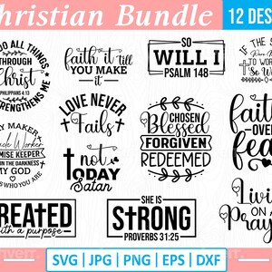 Christian Bundle 2, Scripture Bundle, Bible Verse Bundle, Instant Download, Cut Files for Cricut, Religious SVG, Jesus, God, Faith svg dxf