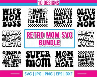 Retro Mama SVG Bundle: Groovy Mom Designs (Digital Download)