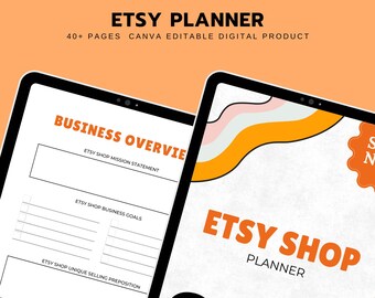 Planer sklepu Etsy: ponad 40-stronicowy szablon Canva (do pobrania w wersji cyfrowej)