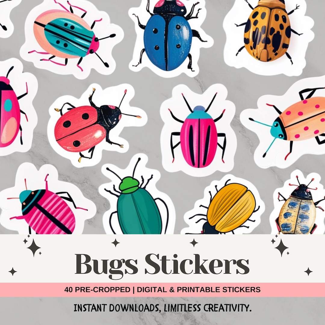 Bug Sticker Pack: 40 Insect PNG Stickers (digital Download) - Etsy