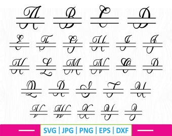 Split Monogram SVG: Frame Alphabet, Family Name (Digital Download)
