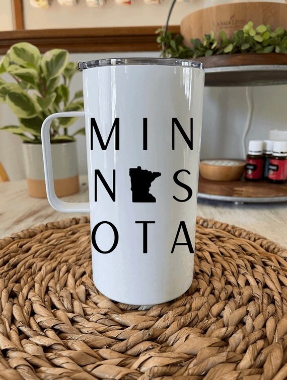 Minnesota 20 Oz Travel Mug With Handle MN Coffee Mug Etsy