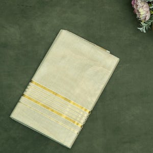 Men’s Kerala Tissue Dhoti with Gold Border