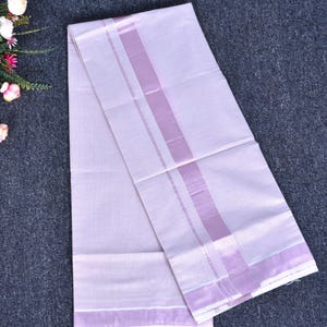 Men’s Kerala Tissue Dhoti with Gold/Rose Gold/Silver Border