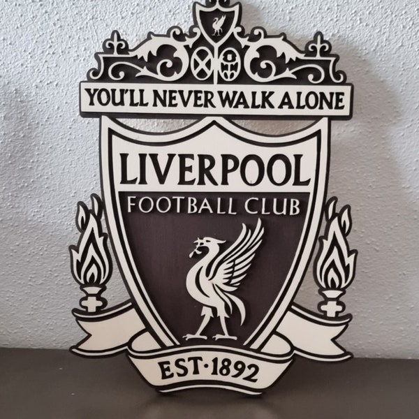 Liverpool LFC Décoration murale découpée au laser Fan de football peint à la main
