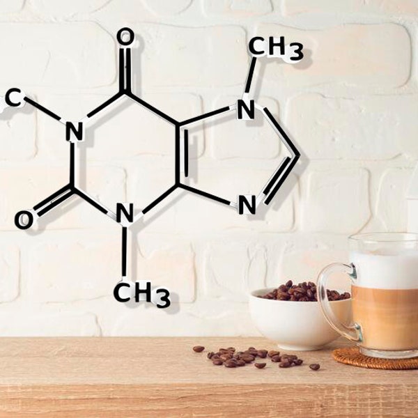 3D Koffein Molekül Formel Wanddekoration,Wandkunst, Kaffee , Moderne Büro Dekoration, Hosuewarming Geschenk, Küchen Dekor