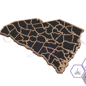 South Carolina Counties Map - SC Counties - Laser Cut File - LaserDateien - Laser Art - South Carolina - State SVG - CNC Datei - Counties Maps