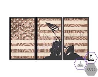 Iwo Jima Flag Layered SVG File - Patriotic Laser Cut File