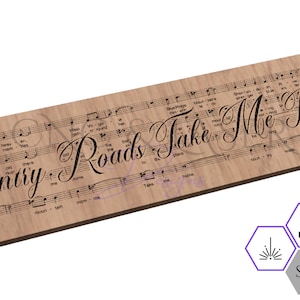 Country Roads Take Me Home ミュージック - Country Roads ミュージック SCV - 壁装飾用 SVG ファイル - 楽譜 - 音楽ベクター ファイル - Country Roads サイン