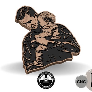 Police Officer and Child - Cop Holding Child Svg - Police Vector - SVG - Vector Art - Laser and CNC File - Law Enforcement - CNC Vector File
