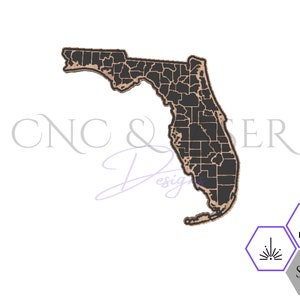 Florida Counties Map SVG - Florida Counties - Laser Cut File - Laser File - Laser Art - Florida - State Shaped SVG - CNC file - Counties Map