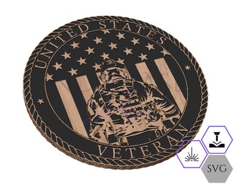 Veteran Soldier SVG: American Flag, Military Vector (CNC, Laser Cut)