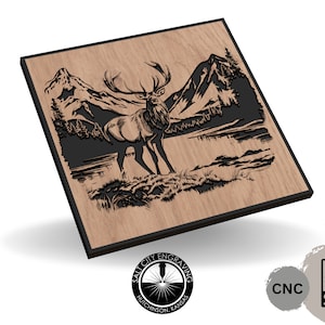 Elk Nature Scene SVG - Elk Vector File - Elk in Nature - Elk Vector - Hunting SVG - Wall Art File - CNC File - Animal Svg - Laser FIle - Cnc