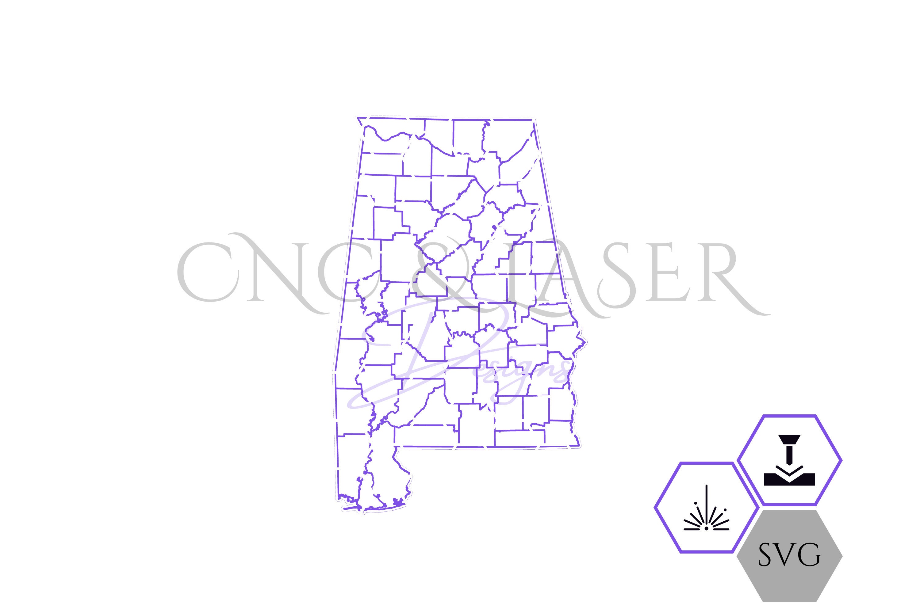 Alabama Counties Map SVG - Laser Cut File (digital Download) - Etsy