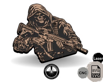 Reaper SVG - Detailed Reaper Vector - Reaper Graphic - Soldier - Soldier SVG - Laser Art - CNC File - Detailed Laser Graphic Svg - Patriotic