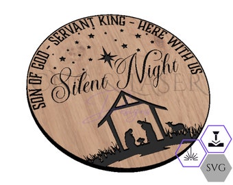 Nativity Scene SVG File: Silent Night, Christian Laser Cut CNC (Digital Download)
