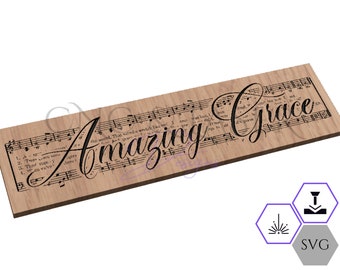 Amazing Grace SVG - Amazing Grace - Hymn Sheet Music - Christian Vector - Hymnal SVG Files - Laser Chrisitan File - Vector File CNC - Music