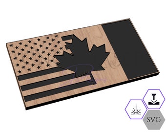 Canadian American Flag - Canadian Flag SVG - American Vector File - Canada - Canadian Flag - CNC Files - Glowforge Files - Laser SVG Files