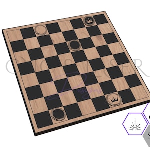 Checkerboard Template SVG - Checkerboard File - Laser Checkerboard - Laser Files - Checkers - Checker Pieces SVG - Game Files - Glowforge