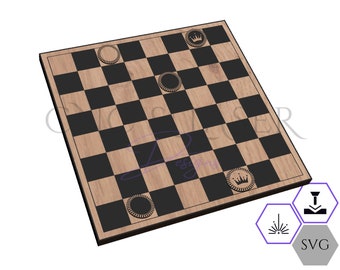 Checkerboard Template SVG - Checkerboard File - Laser Checkerboard - Laser Files - Checkers - Checker Pieces SVG - Game Files - Glowforge