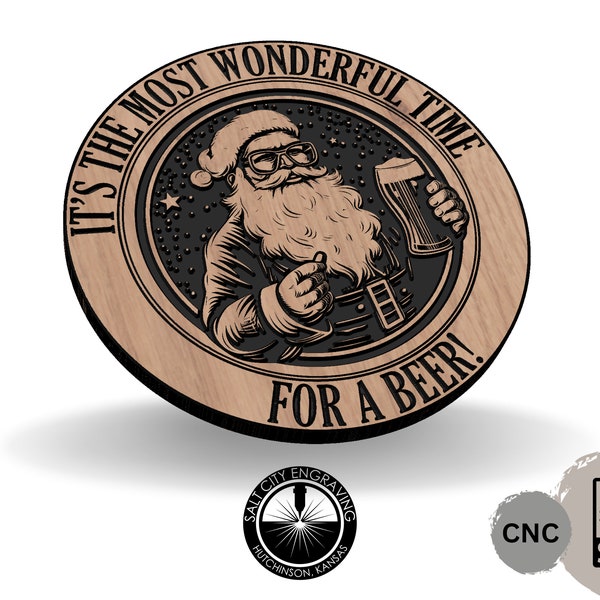 Het is de mooiste tijd voor een biertje - Kerstman Kerst SVG-bestand - Kerstbestanden - Kerstman - CNC-bestand - Vector - Glowforge - Vector