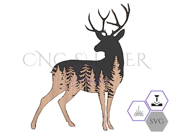 Deer and Forest Scene SVG: Whitetail Buck Vector File (Digital Download)