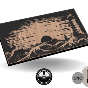 Lighthouse Shoreline Scene SVG - Lighthouse Files - Light - House - Illustration - Lighthouse SVG - Laser - CNC File -Detailed Laser Graphic