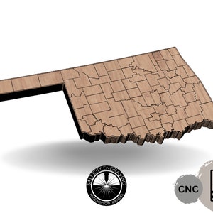 Oklahoma Counties Map SVG - Oklahoma Counties - Laser Cut File - Laser Files - Laser Art - Oklahoma - State Shaped SVG - CNC file - Counties