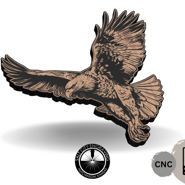 Flying Eagle Illustration SVG - Eagle Vector File - Detailed Eagle - Eagle - Eagle SVG - Wall Art File - CNC File - Animal Svg - Laser FIle