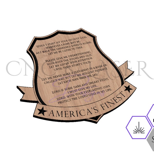 Police Officer's Prayer Badge SVG - Police Badge SVG - Police Badge - Policeman Prayer - Laser File - CNC Files - Law Enforcement - Prayer