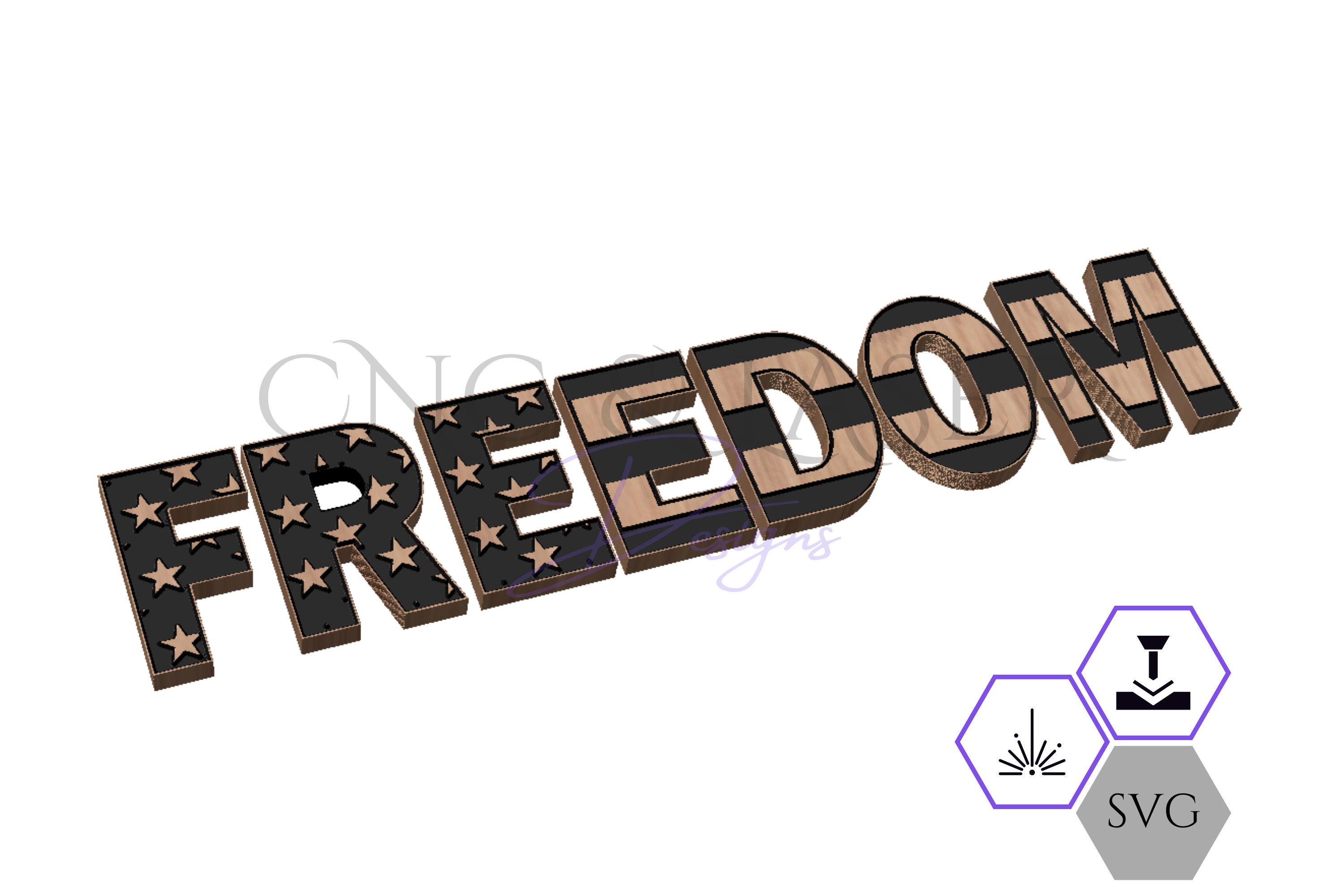 Freedom Text with Flag SVG - Freedom Files - Freedom Text - Freedom Sign - Laser Engraving Files - Cnc Files - Clean Vectors - Patriotic SVG