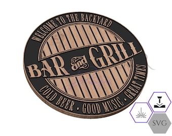 Backyard Bar and Grill Sign - SVG CNC Files (Digital Download)