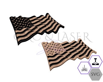 Waving American Flag SVG - Wavy Flag SVG - Wavy American Flag - Wavy SVG - Laser File - Laser Cut File - Cnc Flag Files - V Carve - Patriot