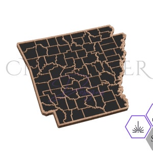 Arkansas Counties Map SVG - Arkansas Counties - Laser Cut File - LaserDateien - Laser Art - Arkansas - State Shaped SVG - CNC svg - Counties