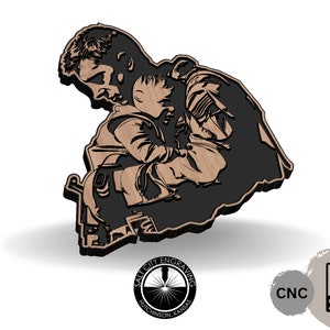 Soldier and Child - Soldier Holding Child Svg - Military Soldier Vector - SVG - Vector Art - Laser and CNC Files - Soldier - CNC Vector File