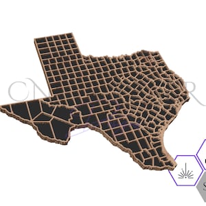 Texas Counties Map SVG - Texas Counties - Laser Cut File - LaserDateien - Laser Art - Texas - State Shaped SVG - CNC Dateien - Counties Maps