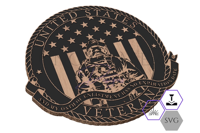 Veteran Oath SVG Military File Army Veteran Marine Veteran Military American Flag Patriotic Vectors CNC Files Laser Cut File image 1