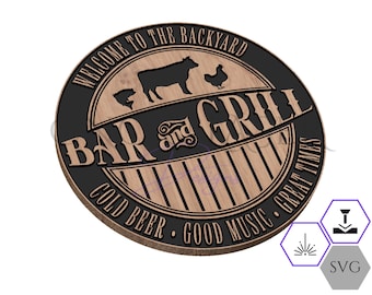 Backyard Bar and Grill Sign - SVG CNC Files (Digital Download)