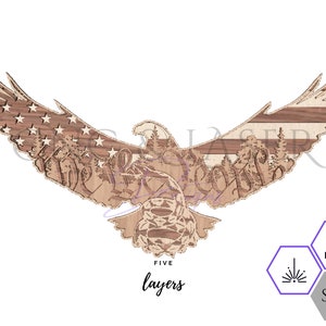 Eagle &quot;We the People&quot; Patriotic Layered SVG File - Layered Laser Files - 5 Layer SVG - Gadsden Snake - We the People - Patriotic Cut Files