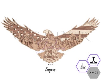 Patriotic Eagle SVG File: We the People, Gadsden Snake (5 Layer) (Digital Download)