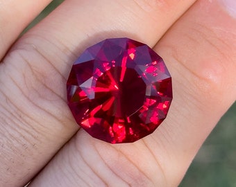 Rubí de talla redonda elegante de 28,545 ct, 18 mm, 28 quilates, rubí hecho en laboratorio, gema suelta, piedra preciosa, colgante, anillo de cóctel, rubí grande, gemas grandes, corte de precisión