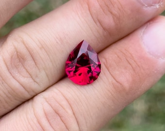 Rubí rojo de corte pera de 5,76 ct, 13 x 10 mm (6 quilates), fabricado en laboratorio, ideal para anillos, colgantes, cumpleaños y aniversarios. Corte de precisión, gema suelta.