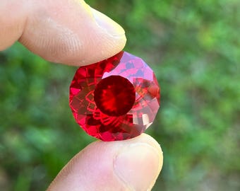 40.66 ct Portuguese Cut Ruby 20 mm, 40 carat, Lab Made Ruby Corundum, Loose Gem, Gemstone, Pendant, Big Ruby, Big Gems, Precision Cut