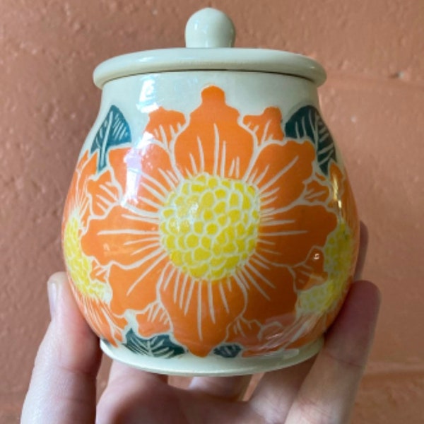 Orange Flower Sugar Bowl