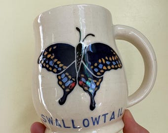 Hand Thrown swallowtail Butterfly Mug – Hand Painted Ceramic Drinkware