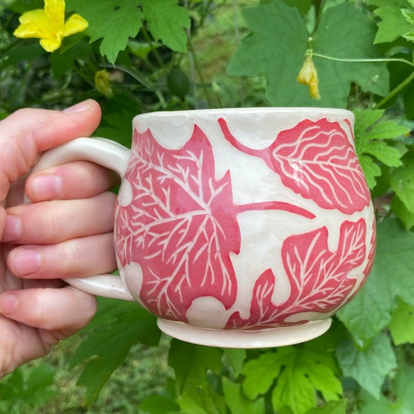 Red leaf mug