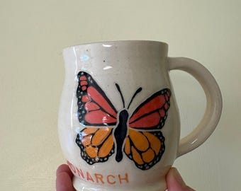 Hand Thrown Monarch Butterfly Mug – Hand Painted Ceramic Drinkware
