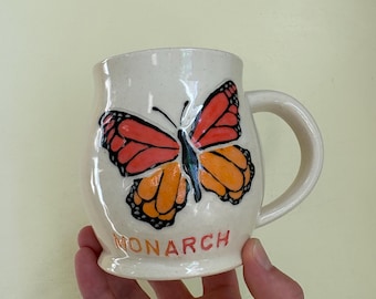 Hand Thrown Monarch Butterfly Mug – Hand Painted Ceramic Drinkware